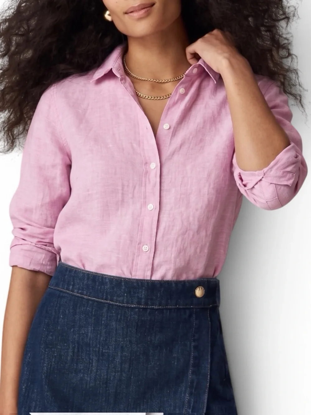 BAIRD McNUTT IRISH LINEN for J.CREW  Slim Collared Shirt Women's Sz 10 Pink